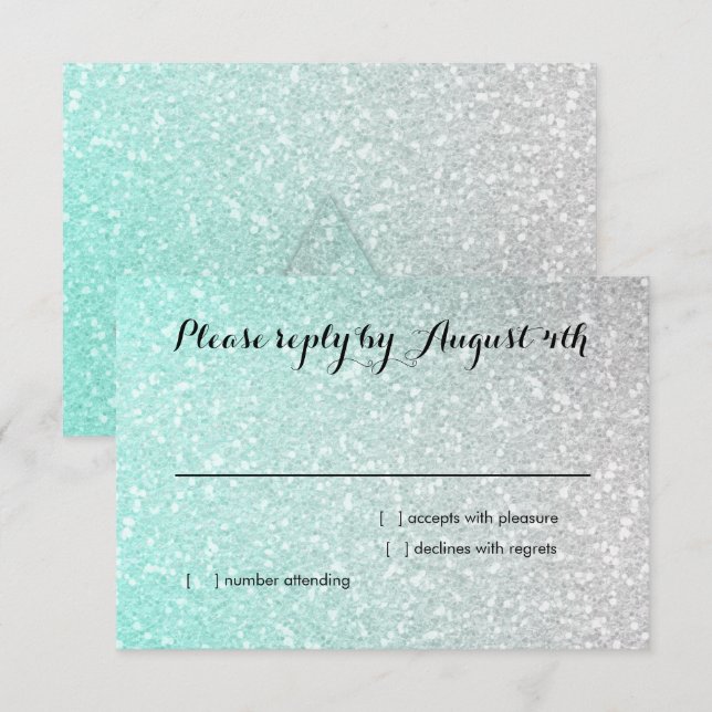 Glittery Gradient UAWG Aqua RSVP Karte (Vorne/Hinten)