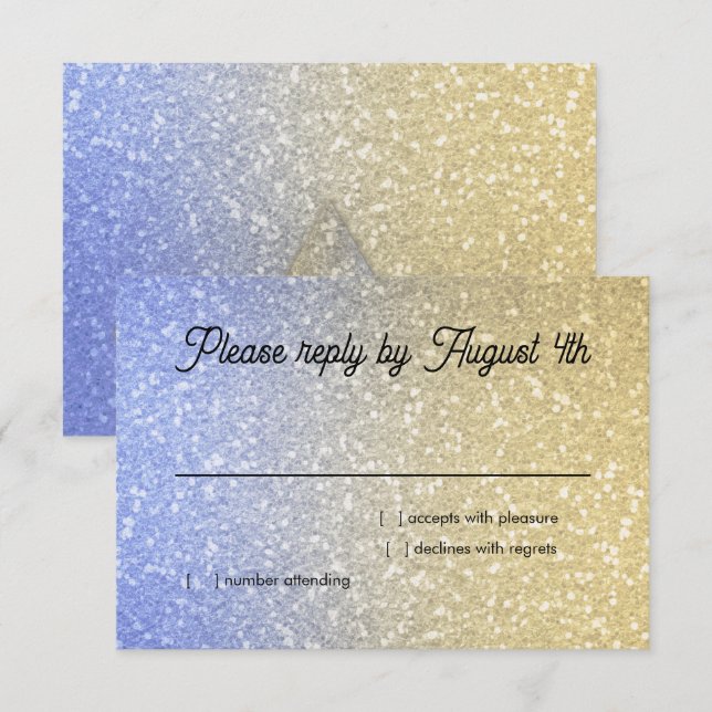 Glittery Gradient UAWG Blue RSVP Karte (Vorne/Hinten)