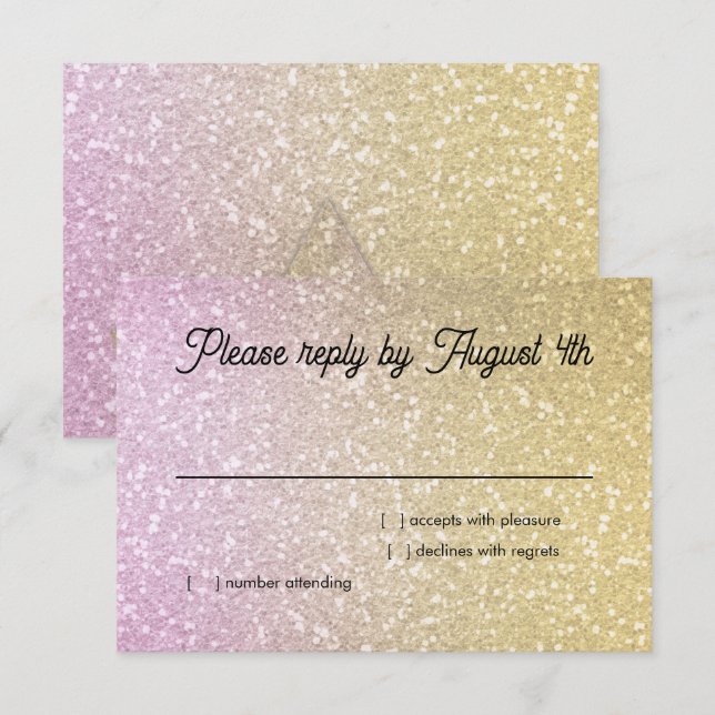 Glittery Gradient UAWG Gold und Rosa RSVP Karte (Vorne/Hinten)