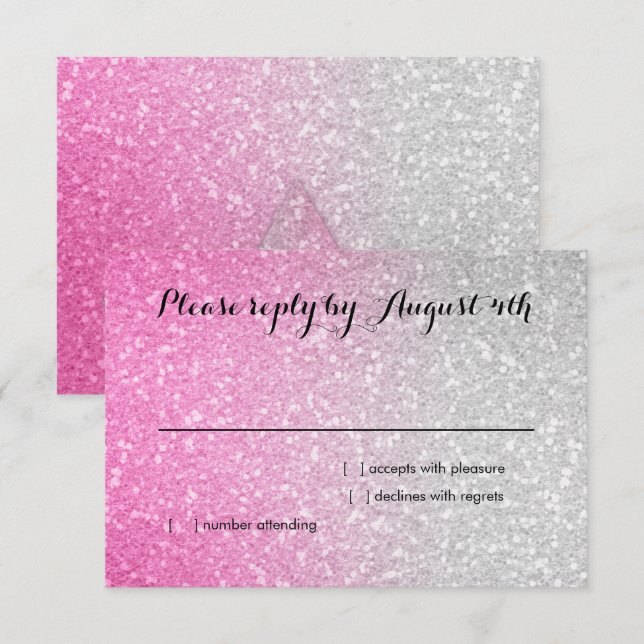 Glittery Gradient UAWG Hot Pink RSVP Karte (Vorne/Hinten)