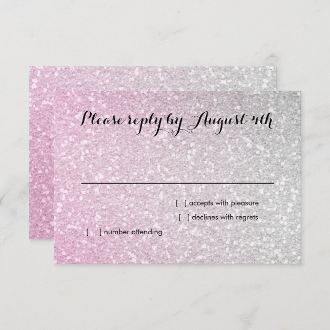 Glittery Gradient UAWG Pink RSVP Karte (Vorne/Hinten)