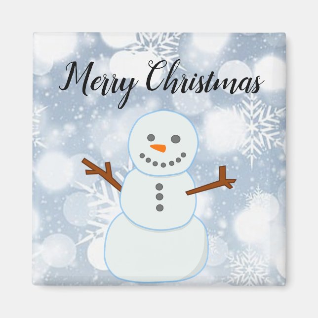 Glittery grauer Hintergrund mit Schneeflocken und  Magnet (Vorne)