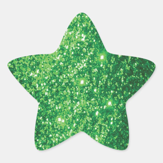Glittery Green Stern-Aufkleber (Vorderseite)