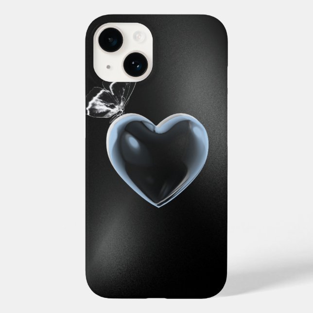 Glittery Heart & Butterfly Phone Case - Funkelnd C (Rückseite)