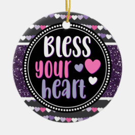 Glittery Hearts Lila segne Ihr Herz Weihnachten Keramik Ornament