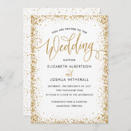 Glittery Hochzeit Einladung in Imitats Gold Glitze