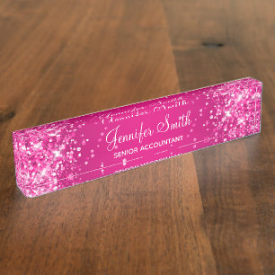 Glittery Hot Pink Gradient Namensplakette