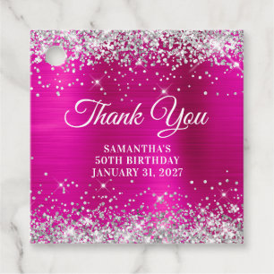 Glittery Hot Pink Monogram 50. Geburtstag Vielen D Geschenkanhänger