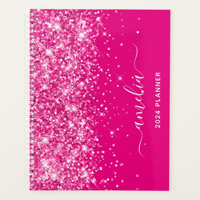 Glittery Hot Pink Swash Signature Planer (Vorderseite)
