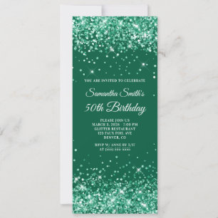 Glittery Hunter Green 50. Geburtstag Einladung