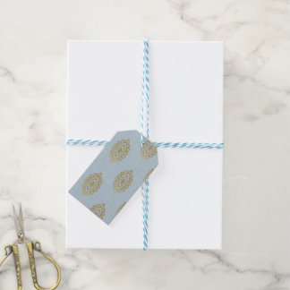 Glittery Ikat Medallion - Sky Blue & Gold Geschenkanhänger