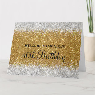 Glittery Imitate Gold Silber 40. Geburtstag Willko Karte