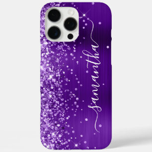Glittery Indigo Lila Glam Girly Signature iPhone 16 Pro Max Hülle