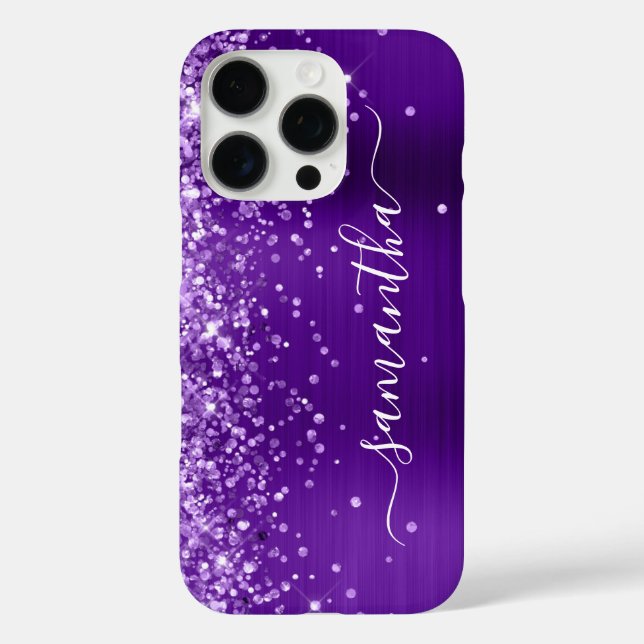 Glittery Indigo Lila Glam Girly Signature Case-Mate iPhone Hülle (Rückseite)