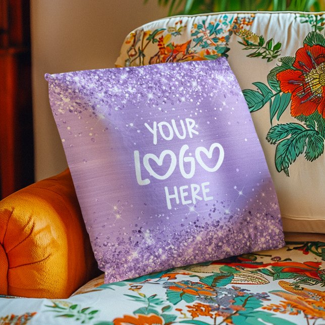 Glittery Lavender Faux Foil Business Logo Kissen (Glittery Lavender Faux Foil Business Logo Throw Pillow)