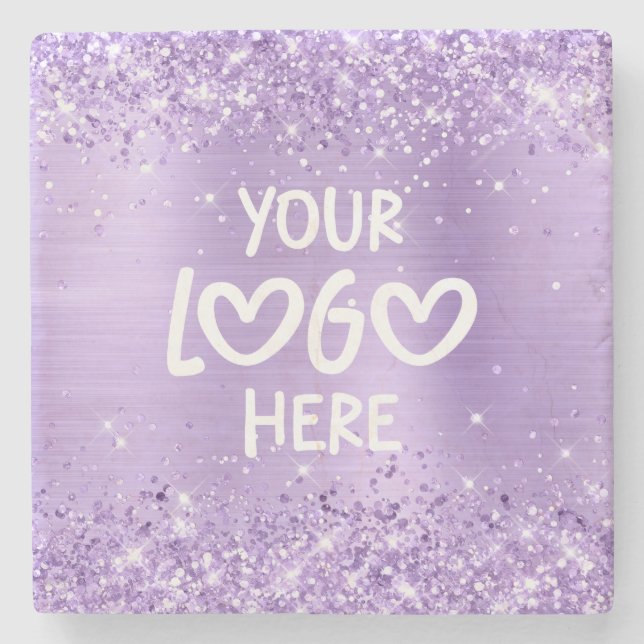 Glittery Lavender Faux Foil Business Logo Steinuntersetzer (Vorderseite)