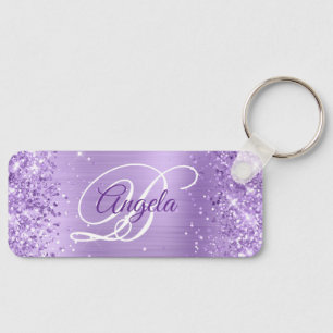 Glittery Lavender Foil Extravagant Monogram Schlüsselanhänger
