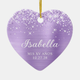 Glittery Lavender Foil Mis XV Anos Foto Keramik Ornament