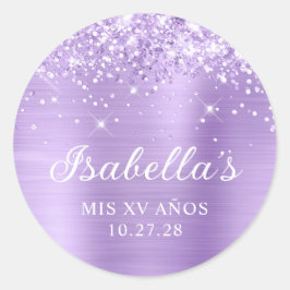Glittery Lavender Foil Mis XV Años Runder Aufkleber