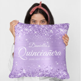 Glittery Lavender Foil Quinceañera Kissen