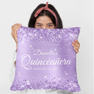 Glittery Lavender Foil Quinceañera Kissen
