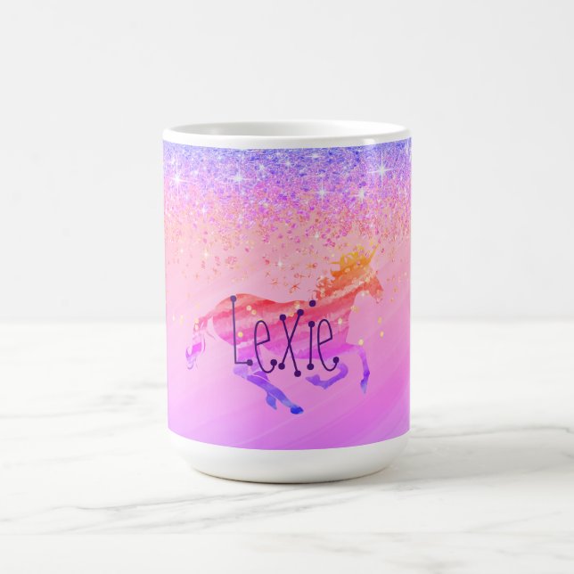 Glittery Lavender Pink Unicorn Kaffeetasse (Mittel)