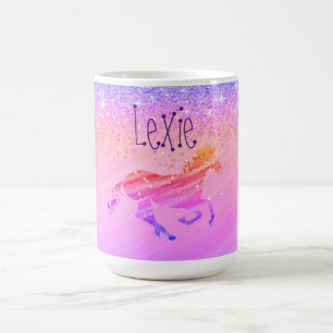Glittery Lavender Pink Unicorn Personalisiert Kaffeetasse