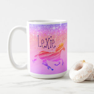 Glittery Lavender Pink Unicorn Tasse