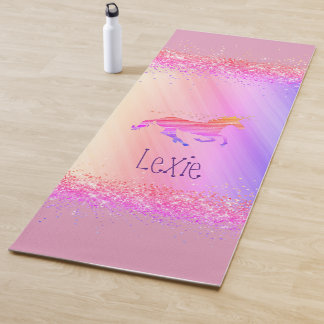 Glittery Lavender und Pink Personalisiert Unicorn Yogamatte