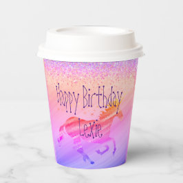 Glittery Lavender und Pink Unicorn Geburtstag Cust Pappbecher