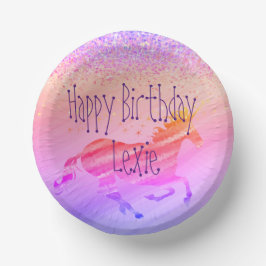 Glittery Lavender und Pink Unicorn Geburtstag Pappteller