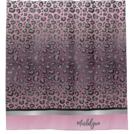Glittery Leopard Print auf Hot Pink Duschvorhang