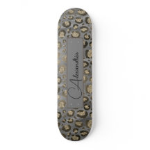 Glittery Leopard Print on Glossy Grau Personalisie