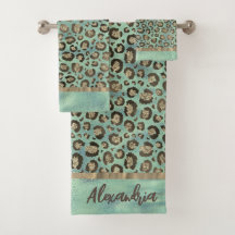 Glittery Leopard Print on Glossy Green