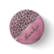 Glittery Leopard Print on Glossy Hot Pink