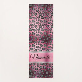 Glittery Leopard Print on Glossy Hot Pink   Yogamatte