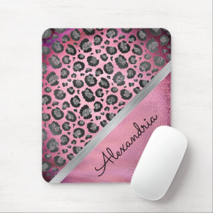 Glittery Leopard Print on Glossy Hot    PinkiPad P Mousepad