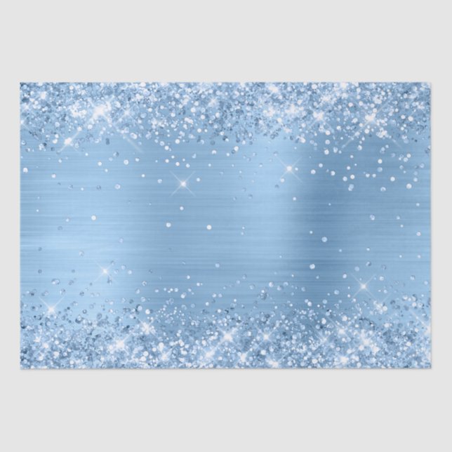 Glittery Light Baby Blue Ombre Foil Seidenpapier (Vorderseite)