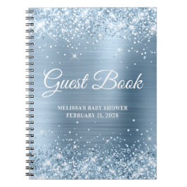 Glittery Light Blue Baby Showbook Notizblock