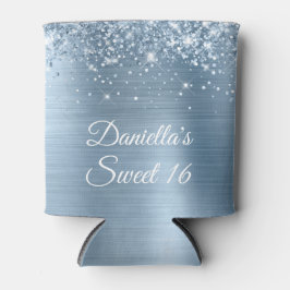 Glittery Light Blue Foil Sweet 16 Dosenkühler