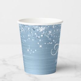 Glittery Light Blue Foil Sweet 16 Pappbecher