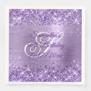 Glittery Light Lila 50. Geburtstag Serviette
