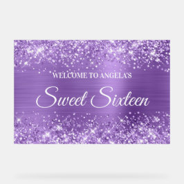 Glittery Light Lila Foil 16 . Geburtstag Willkomme Acrylschild