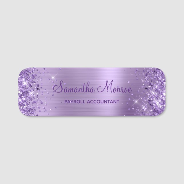Glittery Light Lila Foil Namensschild (Vorderseite)