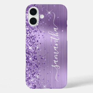 Glittery Light Lila Glam Girly Signature iPhone 16 Plus Hülle
