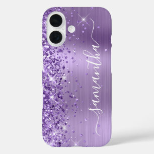 Glittery Light Lila Glam Girly Signature iPhone 16 Hülle