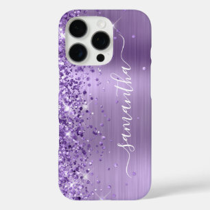 Glittery Light Lila Glam Girly Signature iPhone 16 Pro Hülle