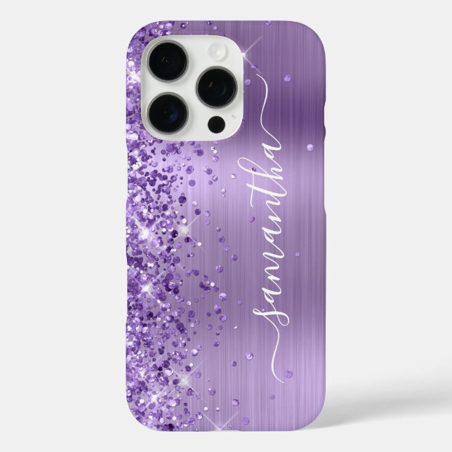 Glittery Light Lila Glam Girly Signature Case-Mate iPhone Hülle (Rückseite)