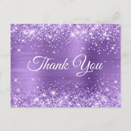 Glittery Light Lila Sweet 16 Danke Postkarte