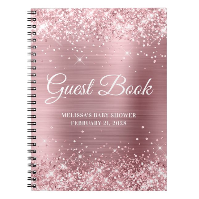 Glittery Light Pink Baby Showbook Notizblock (Vorderseite)